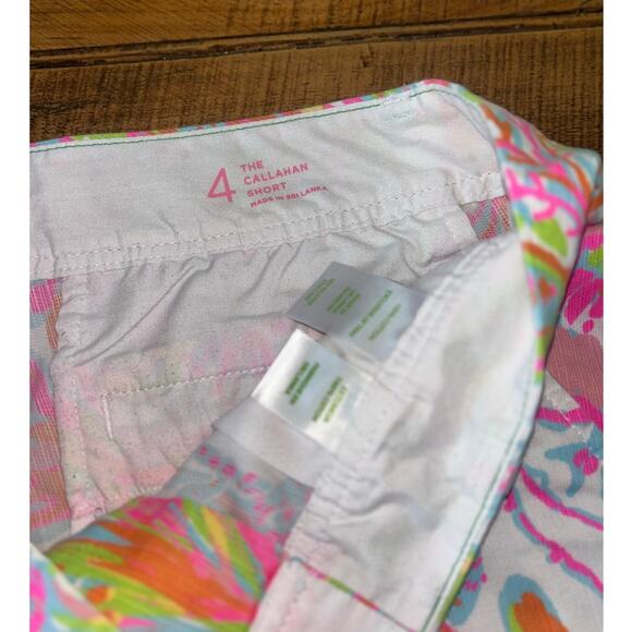Lilly Pulitzer Womens Callahan Shorts Hot Pink Tropical Pockets Size 4 - Picture 4 of 8